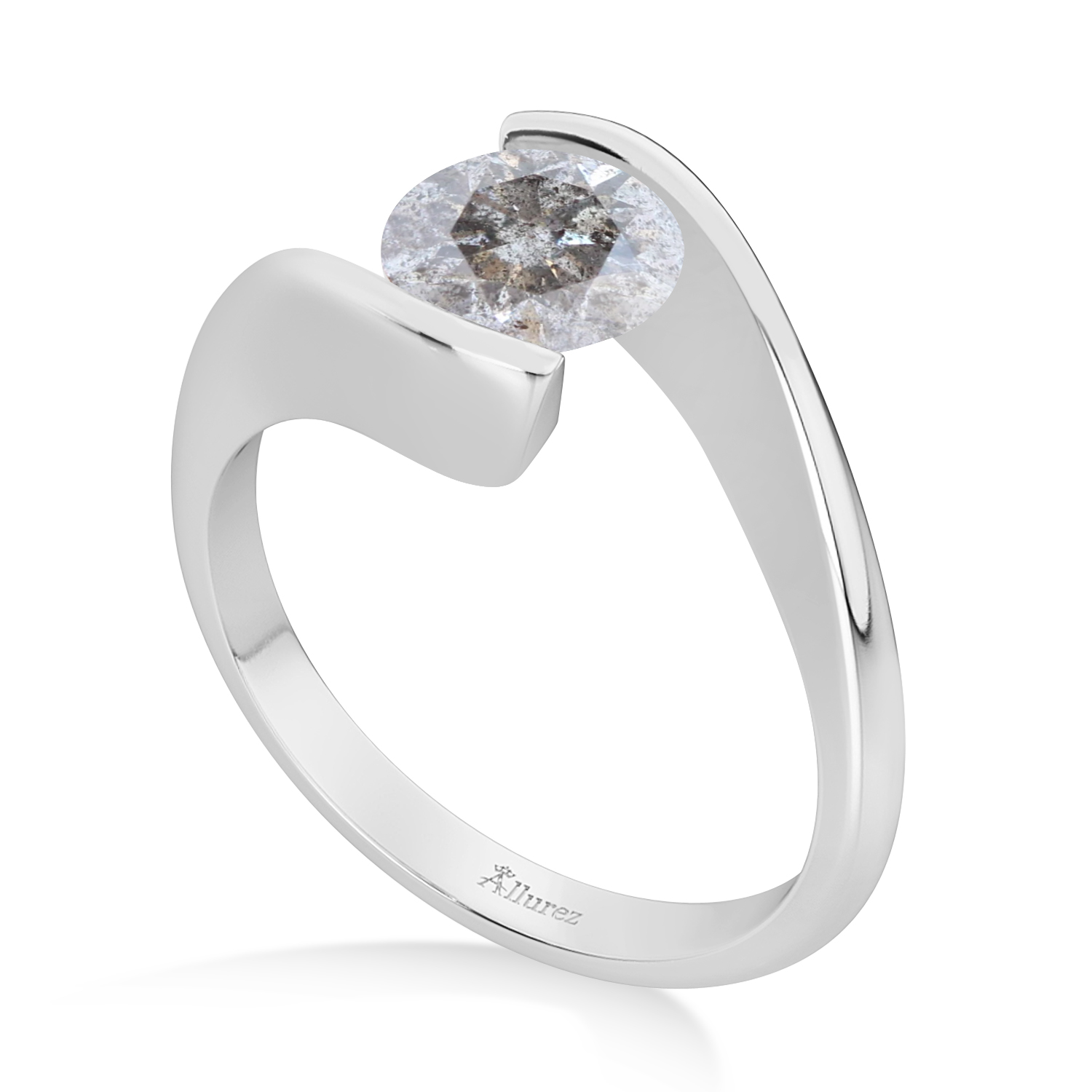 Tension Set Solitaire Salt & Pepper Diamond Engagement Ring in Palladium 2.00ct