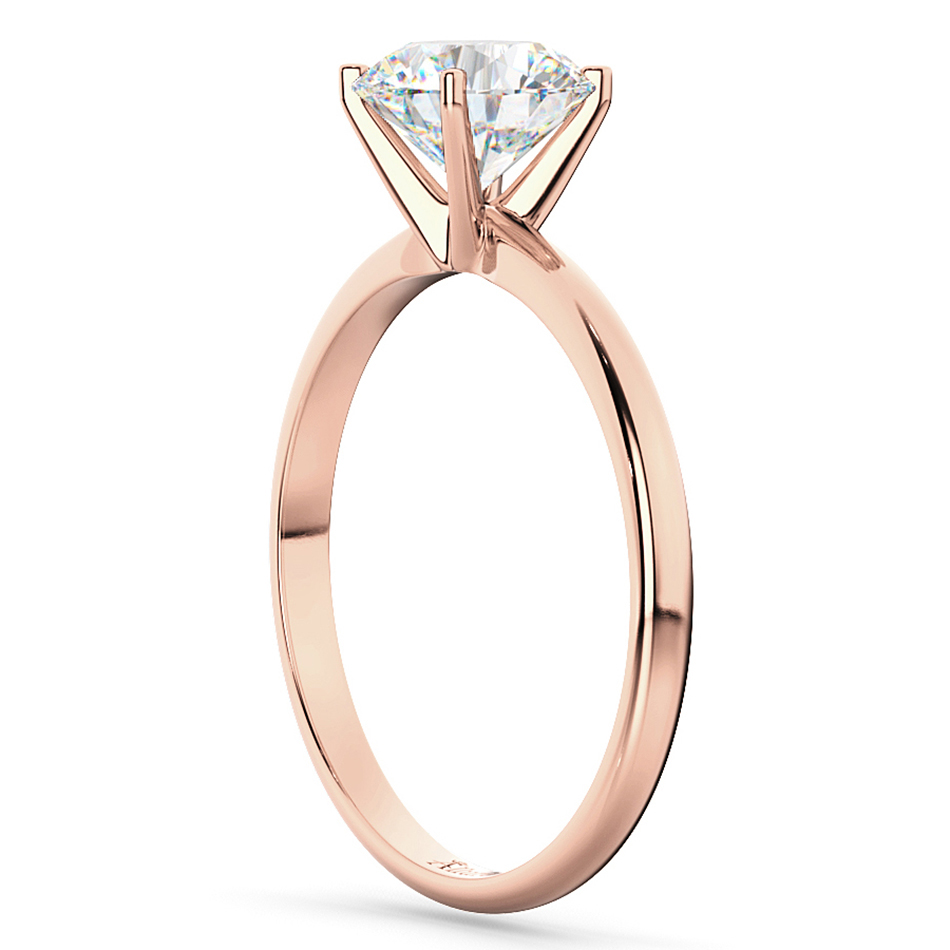 Four-Prong 18k Rose Gold Solitaire Engagement Ring Setting
