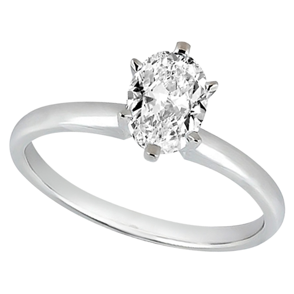 Six-Prong 14k White Gold Engagement Ring Solitaire Setting