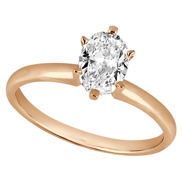 Six-Prong 18k Rose Gold Engagement Ring Solitaire Setting