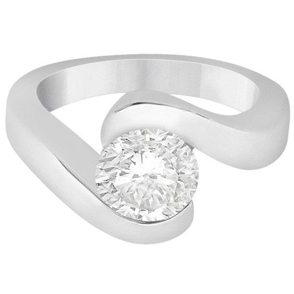 Twisted Bypass Solitaire Tension Set Engagement Ring Platinum
