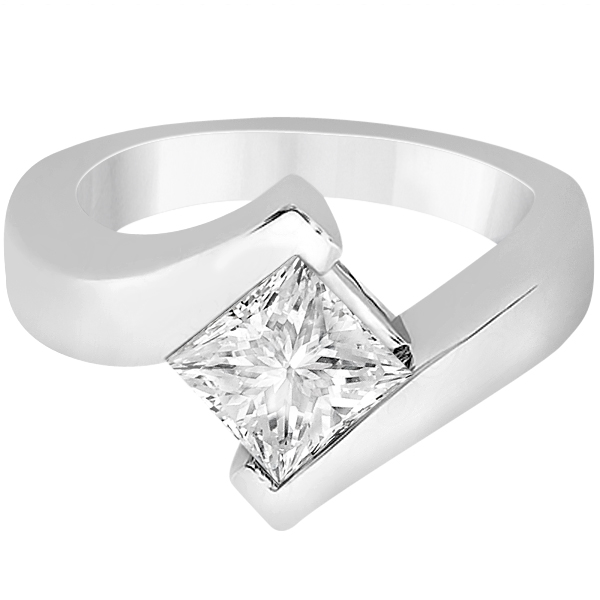 Solitaire Princess Diamond Tension Set Engagement Ring Platinum (1.50ct)