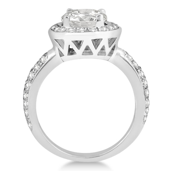 Halo Style Diamond Engagement Ring Setting 14k White Gold (0.50ct)