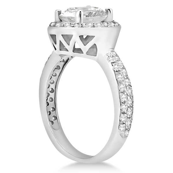 Halo Style Diamond Engagement Ring Setting 14k White Gold (0.50ct)