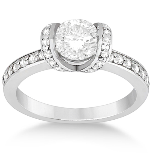 Diamond Ribbon Engagement Ring Designer Palladium Setting (0.56ct)