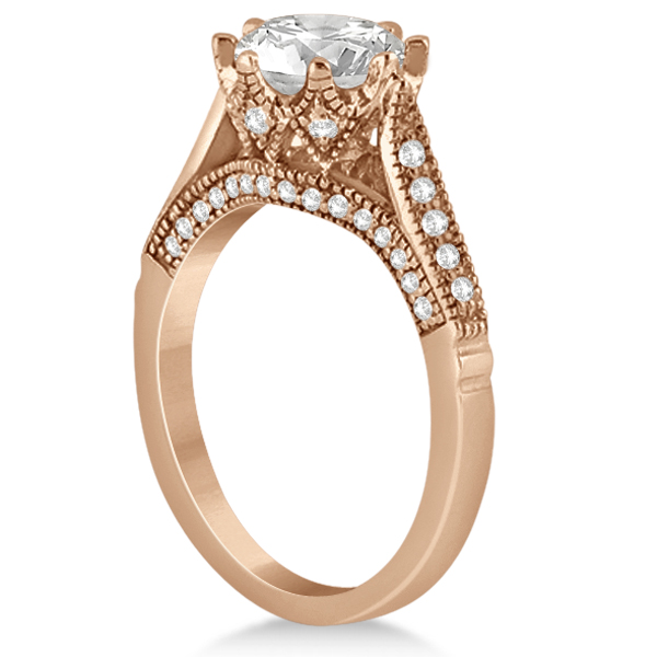 Edwardian Diamond Engagement Ring Setting 18k Rose Gold (0.35ct)