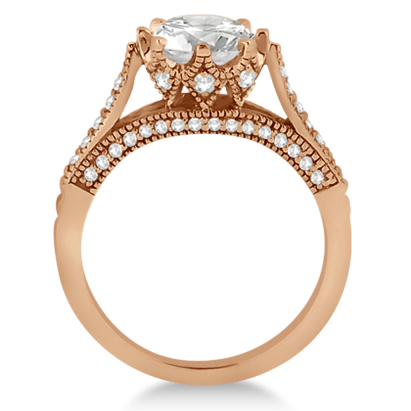 Edwardian Diamond Engagement Ring Setting 18k Rose Gold (0.35ct)