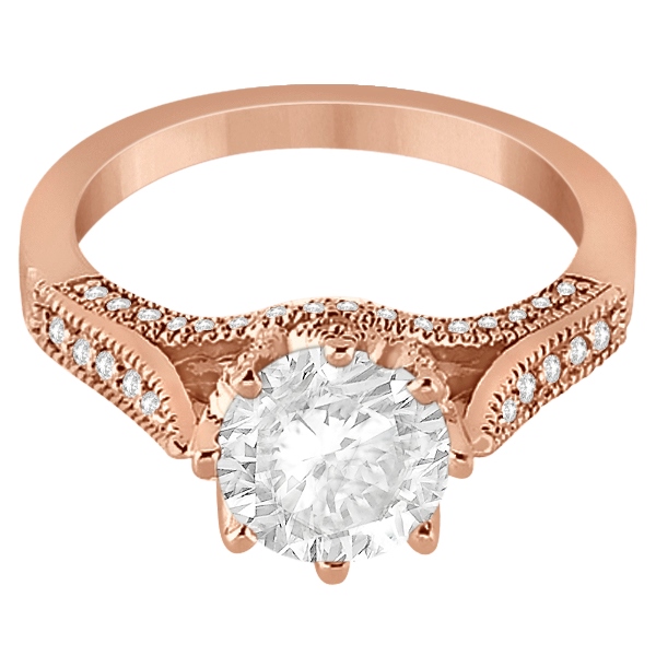 Edwardian Diamond Engagement Ring Setting 18k Rose Gold (0.35ct)