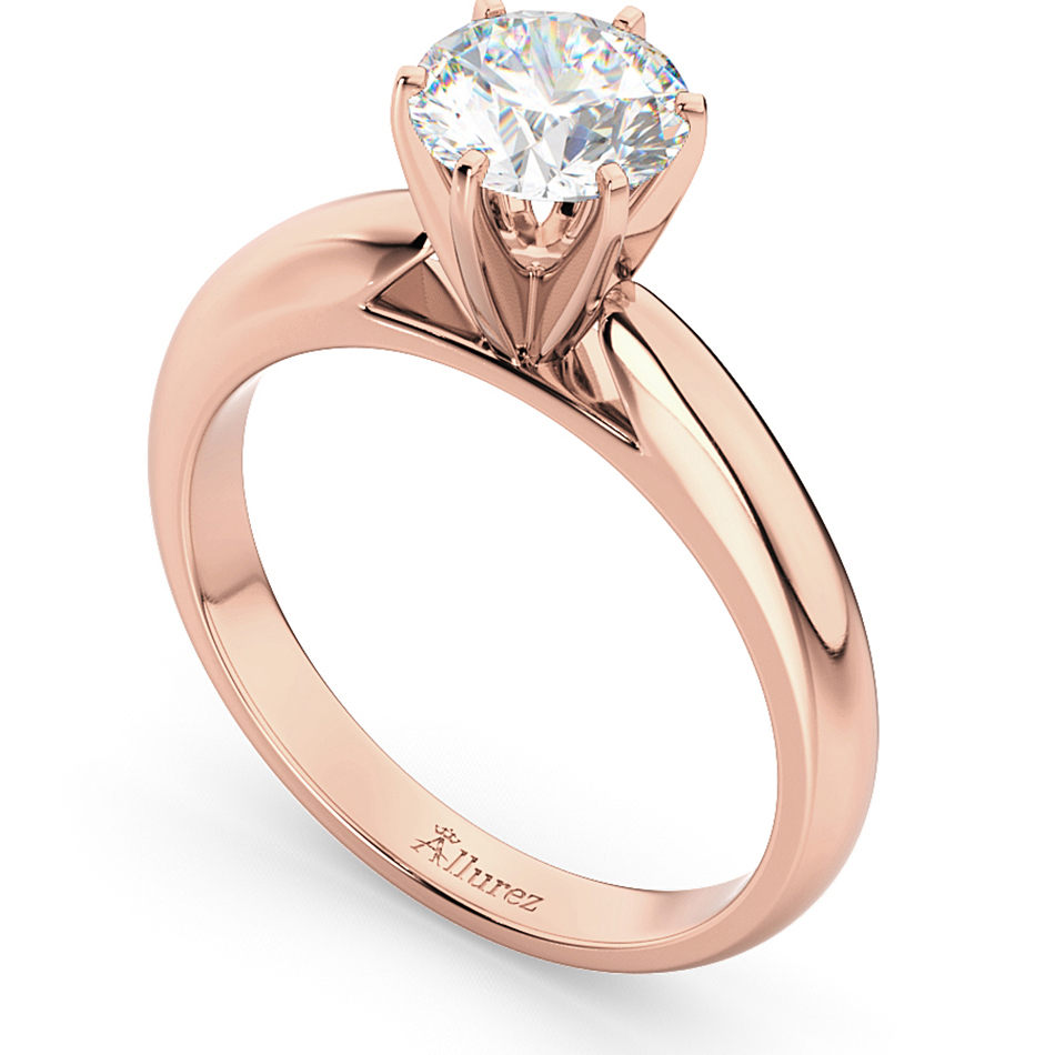 Six-Prong 14k Rose Gold Solitaire Engagement Ring Setting