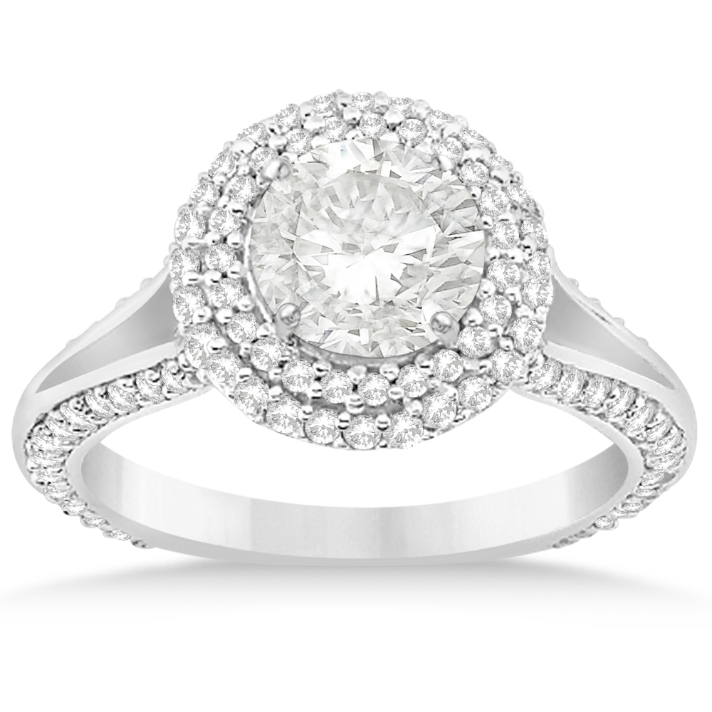 Double Halo Diamond Engagement Ring Setting Palladium (1.00ct)