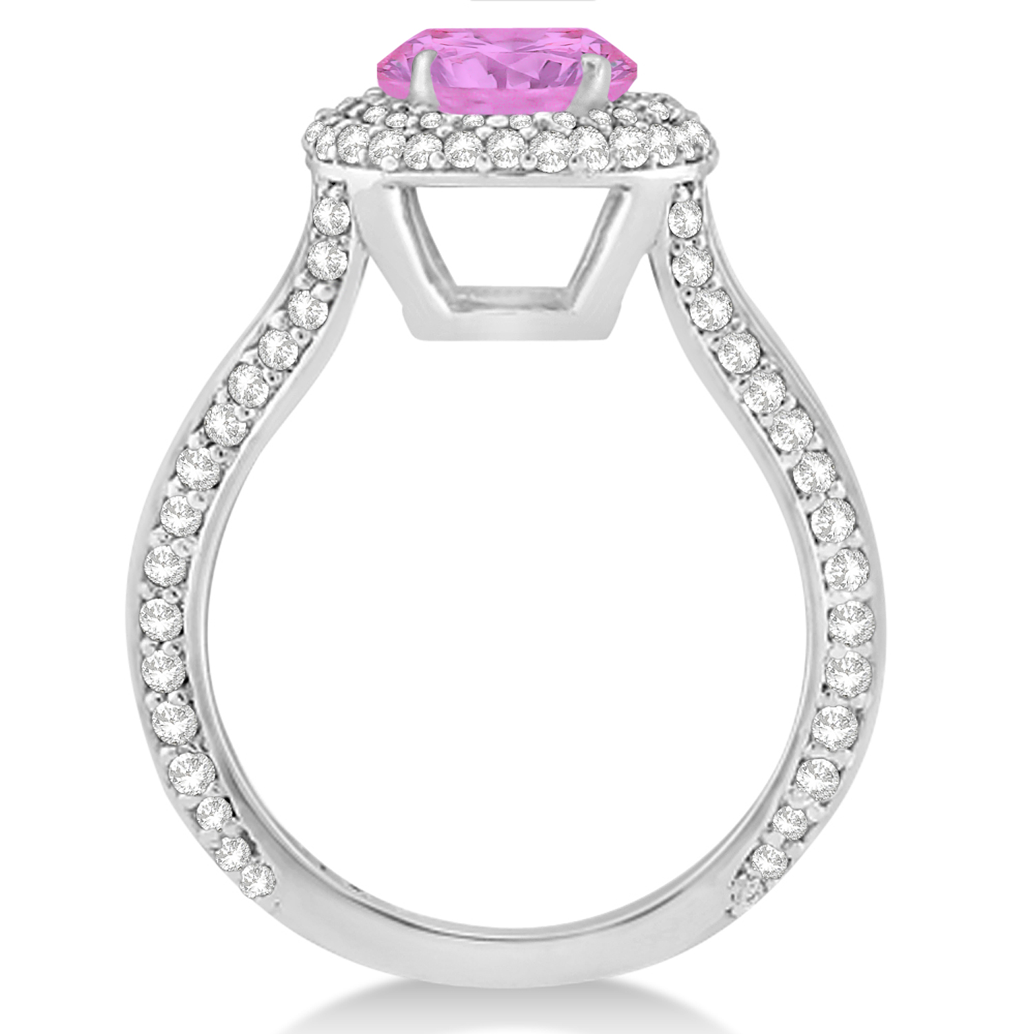 Halo Pink Sapphire & Diamond Engagement Ring 14k White Gold (2.41ct)