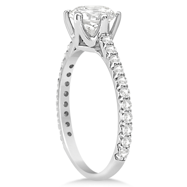 Diamond Accented Moissanite Engagement Ring in 14K White Gold 1.33ct