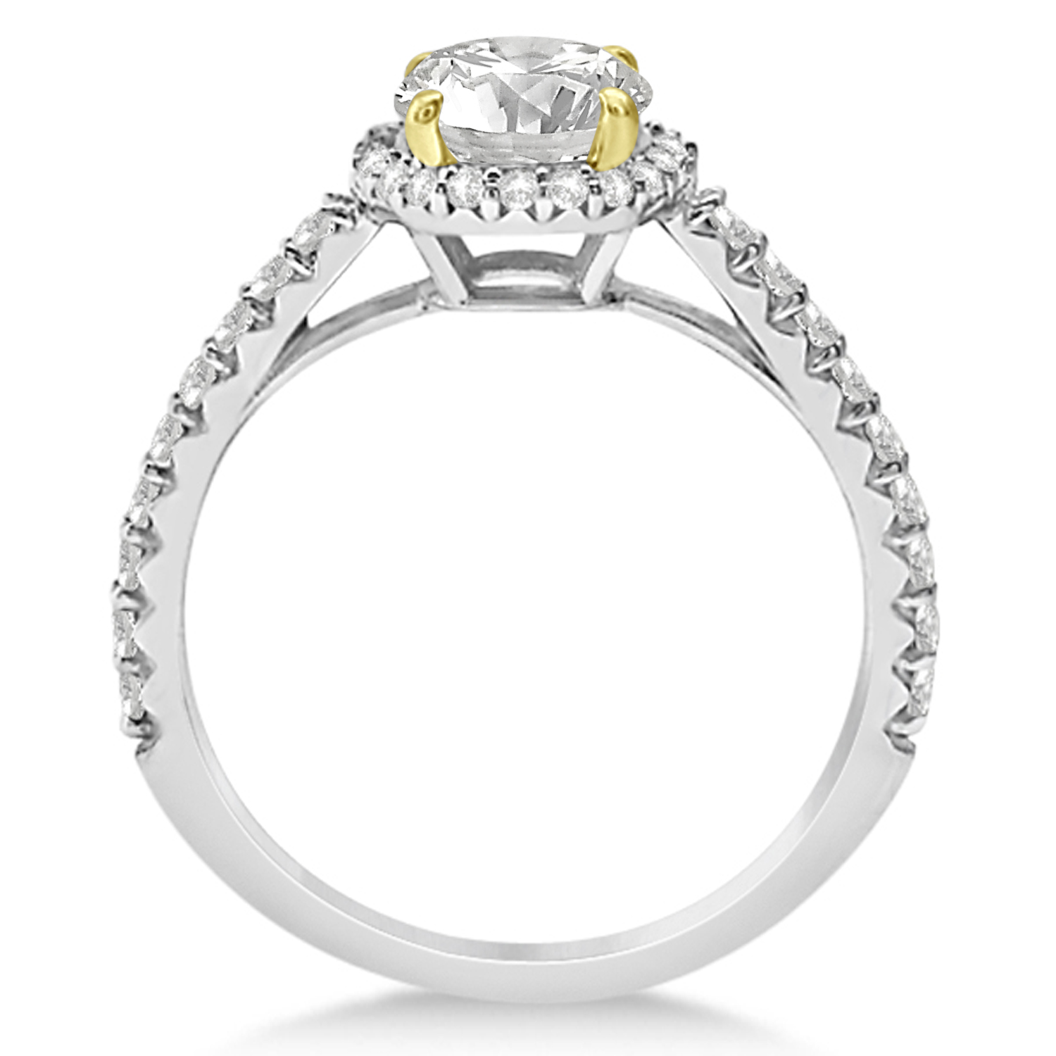 Halo Diamond Engagement Ring  14K Two Tone Gold 1.50ct