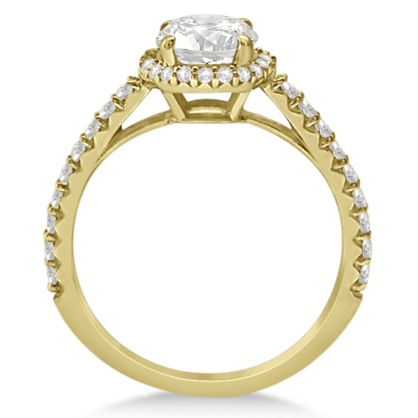 Halo Moissanite Engagement Ring Diamond Accents 18k Yellow Gold 2.50ct