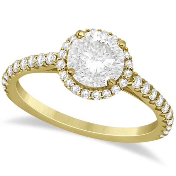 Halo Diamond Bridal Set w/ Side Stones 14K Yellow Gold (1.33ct)