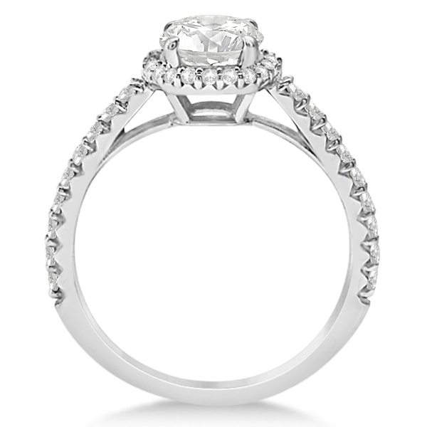 Halo Diamond Engagement Ring w/ Side Stones 18k White Gold (1.25ct)