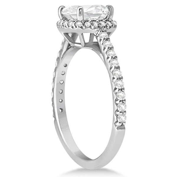 Halo Design Cushion Cut Diamond Engagement Ring 14K White Gold 2.00ct