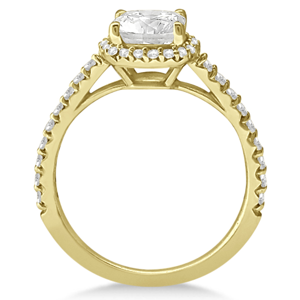 Halo Design Cushion Cut Diamond Engagement Ring 18k Yellow Gold 2.00ct