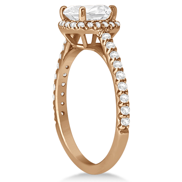 Halo Design Cushion Cut Moissanite Engagement Ring 18k Rose Gold 2.00ct