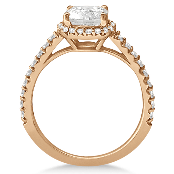 Halo Design Cushion Cut Moissanite Engagement Ring 18k Rose Gold 2.00ct