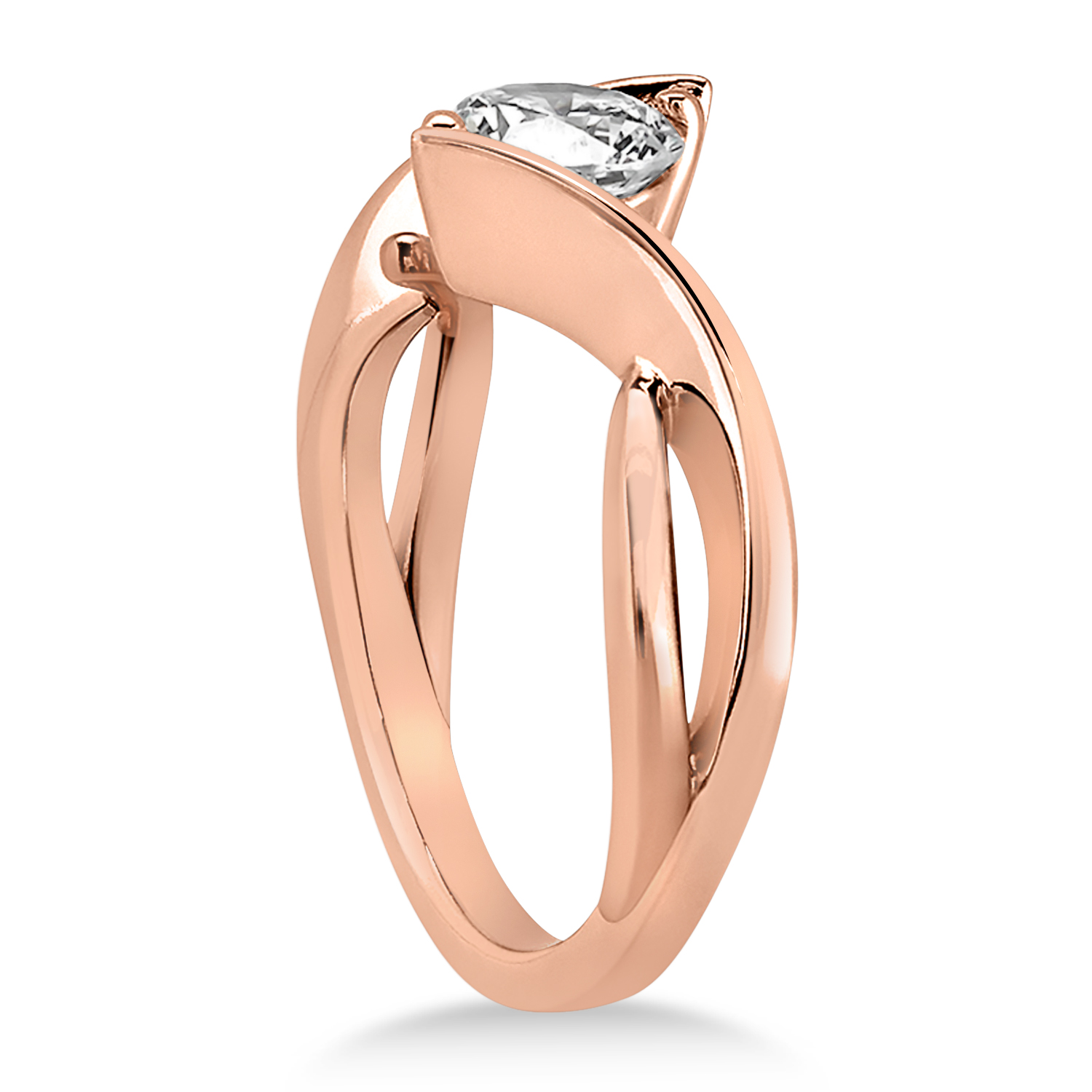 Diamond Twisted Engagement Ring 14k Rose Gold
