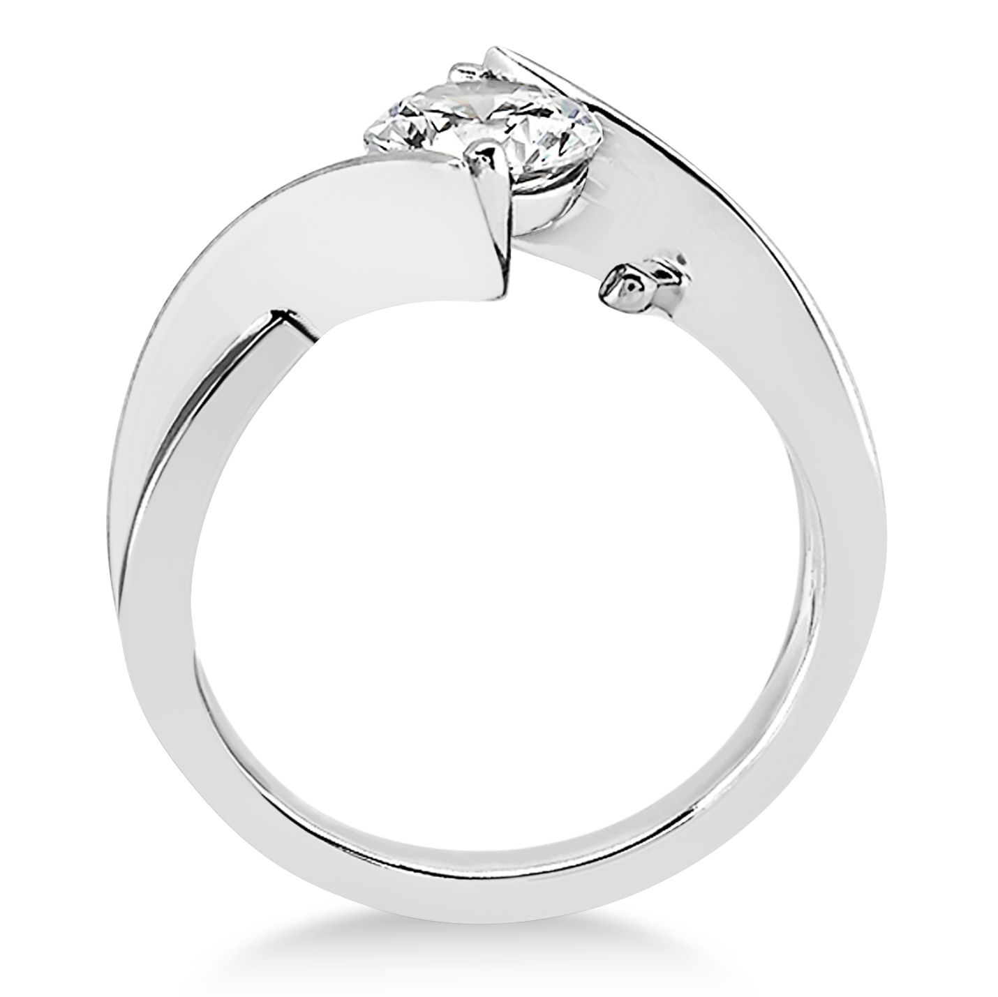 Diamond Twisted Engagement Ring 14k White Gold