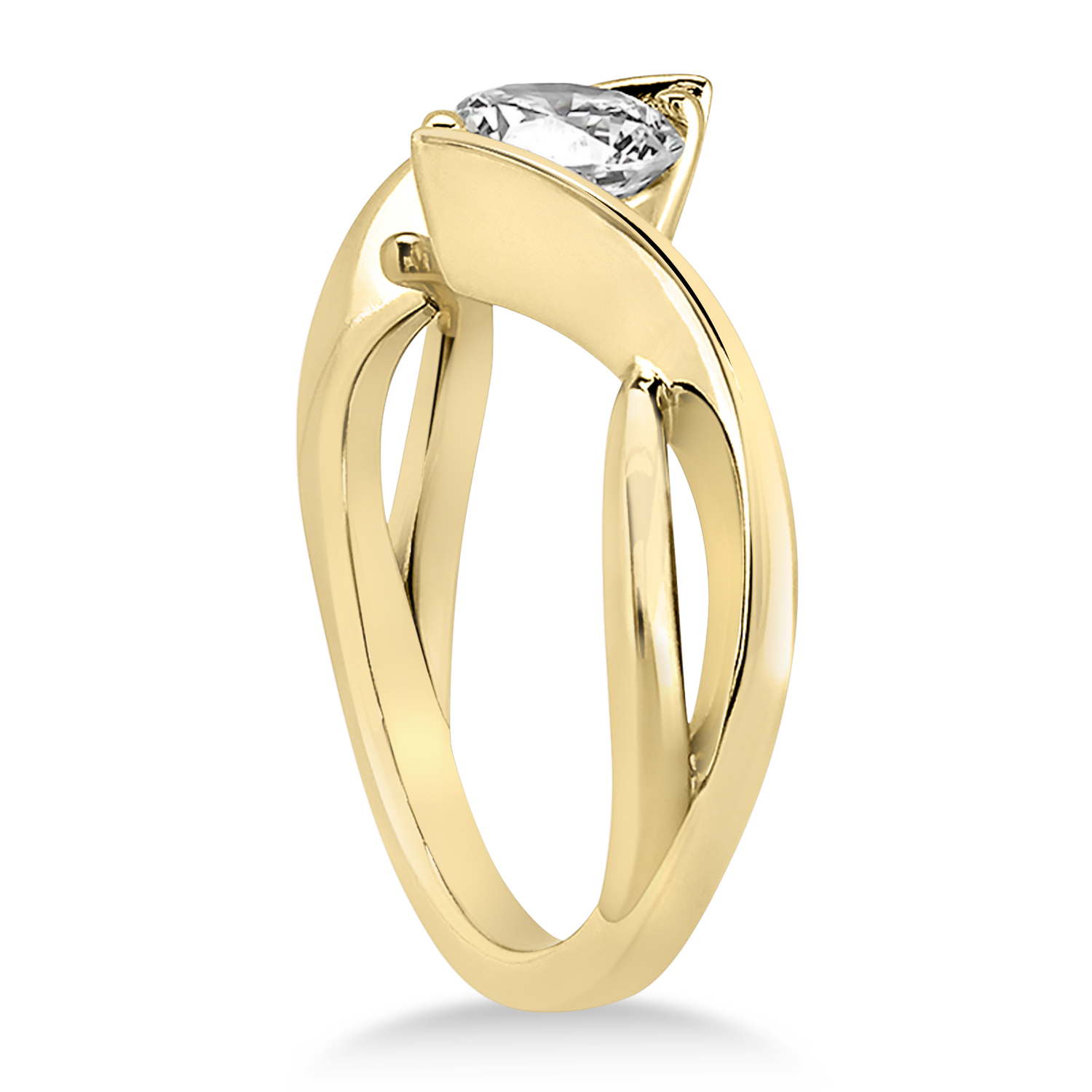 Diamond Twisted Engagement Ring 14k Yellow Gold