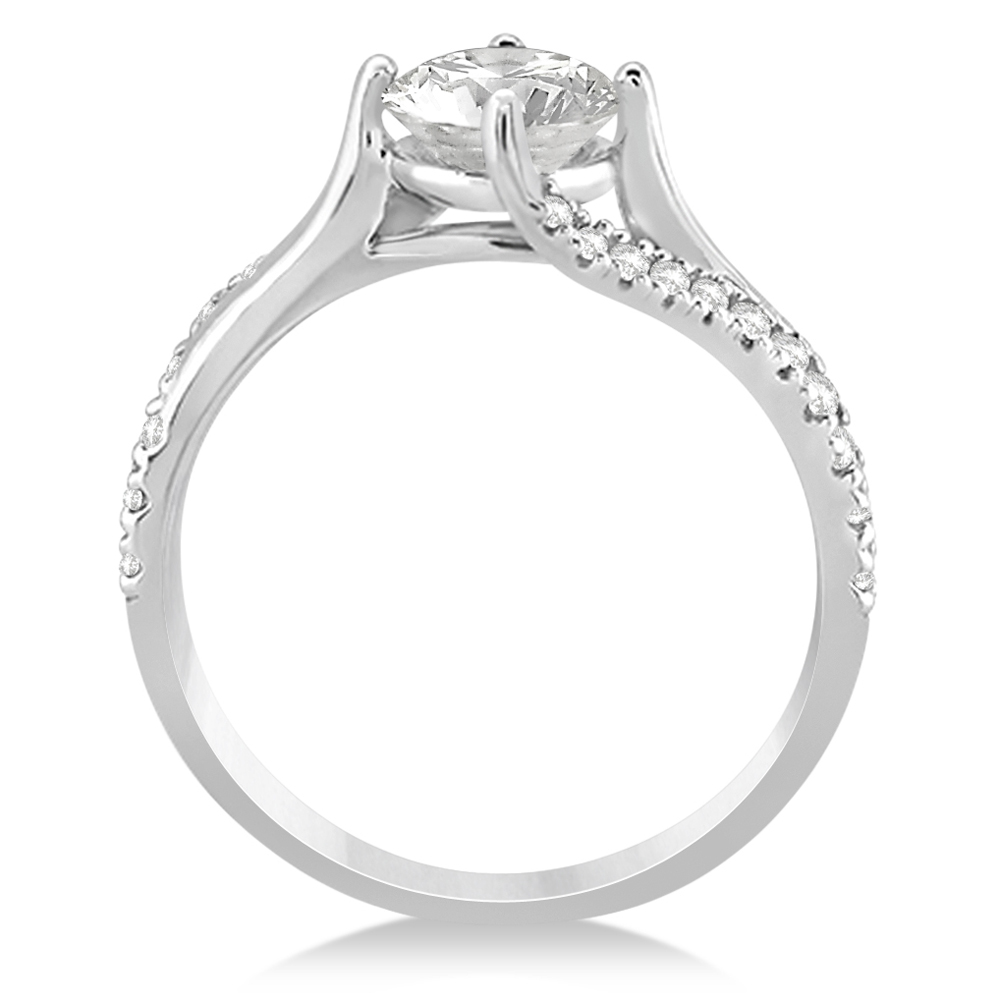 Diamond Accented Swirl Engagement Ring Setting 14k White Gold 0.21ct