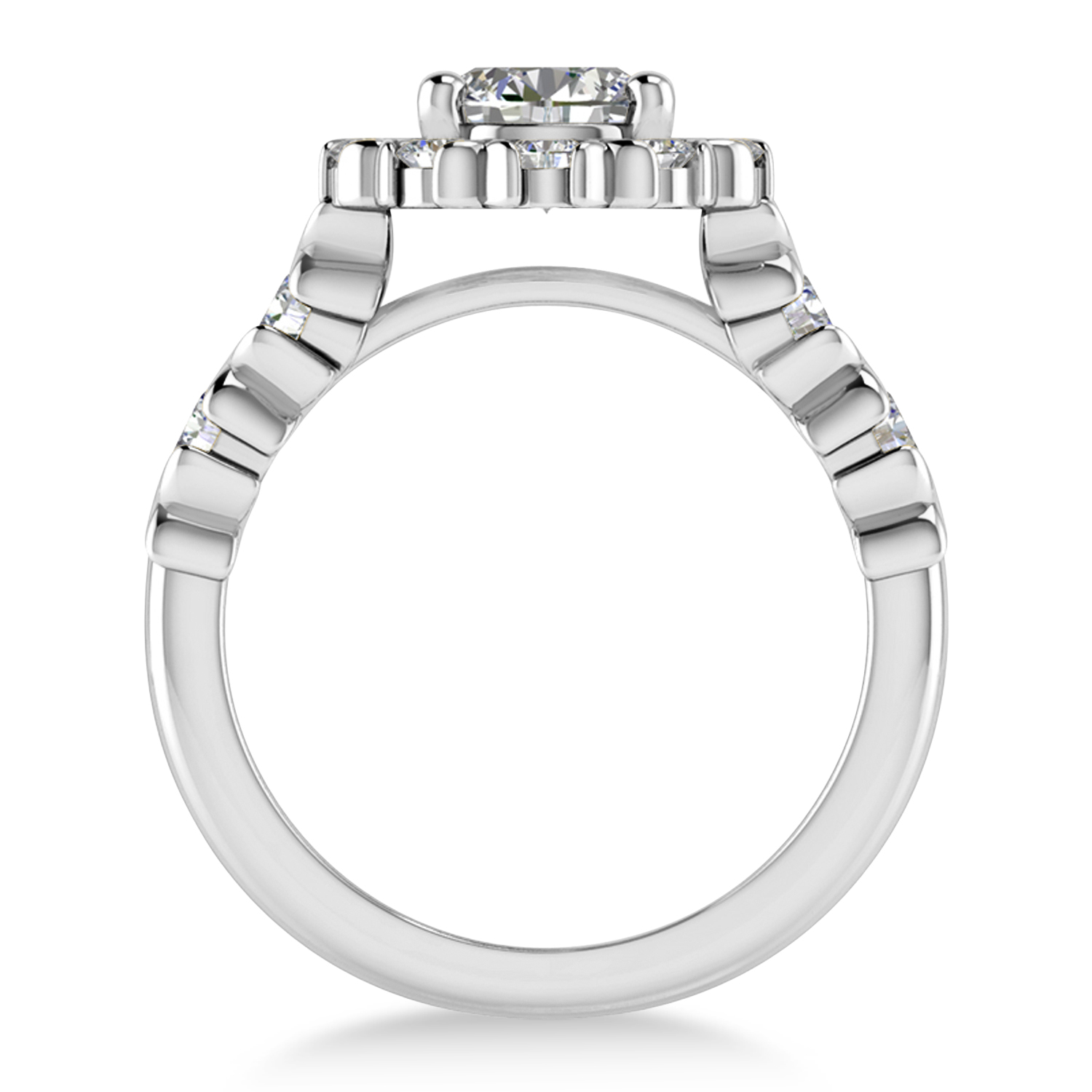 Diamond Petal Styled Engagement Ring 18k White Gold (1.00ct)