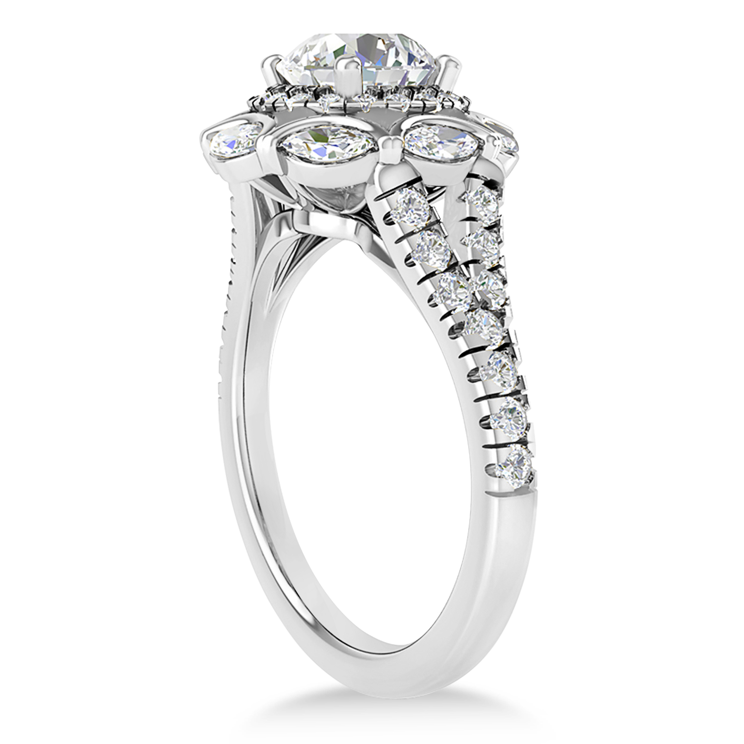 Diamond Accented Halo Engagement Ring 14k White Gold (0.92ct)