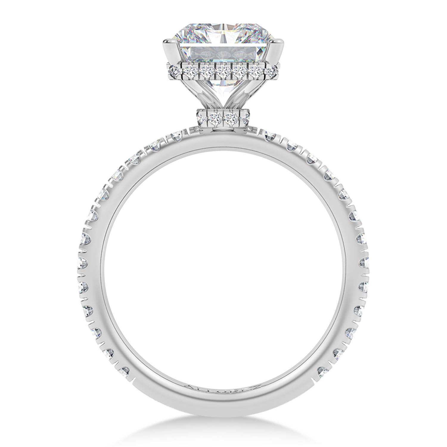 Radiant Cut Moissanite & Round Lab Grown Diamond Engagement Ring 14K White Gold (3.60ct)