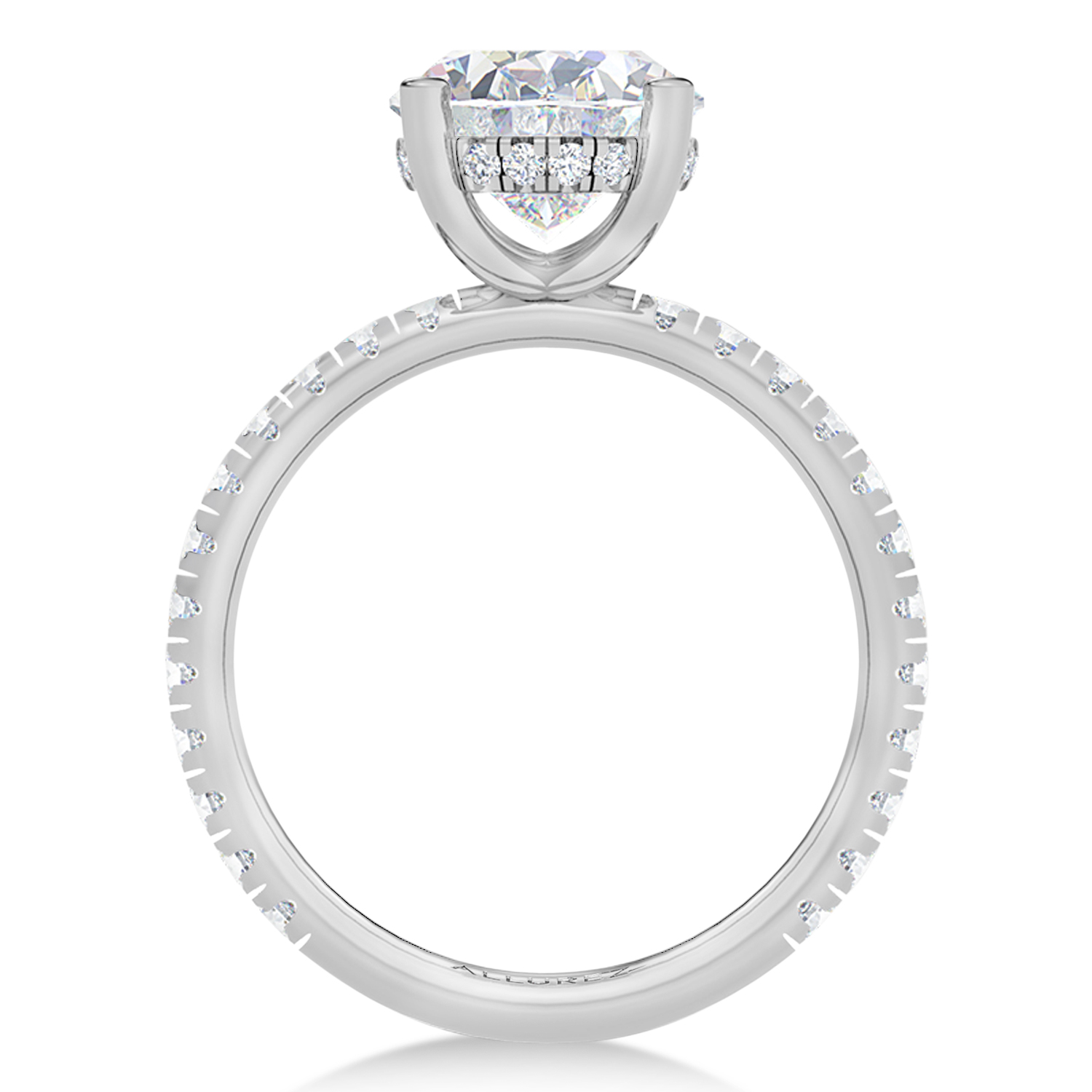 Oval Moissanite & Lab Grown Diamond Engagement Ring 14K White Gold (3.45ct)