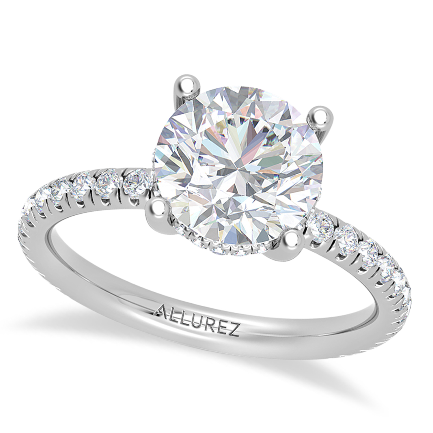 Round Lab Grown Diamond Engagement Ring 14K White Gold (1.48ct)