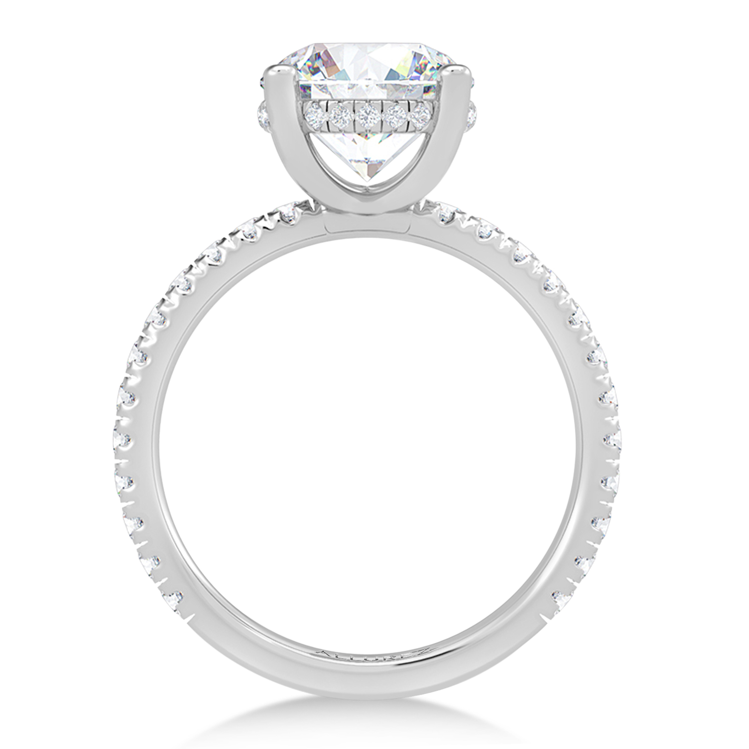 Round Moissanite & Lab Grown Diamond Engagement Ring 14K White Gold (1.48ct)