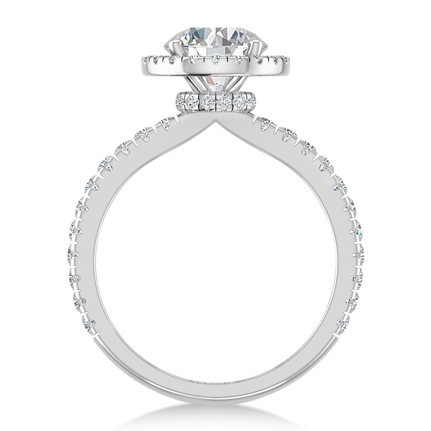 Round Lab Grown Diamond Halo Engagement Ring 14K White Gold (2.08ct)