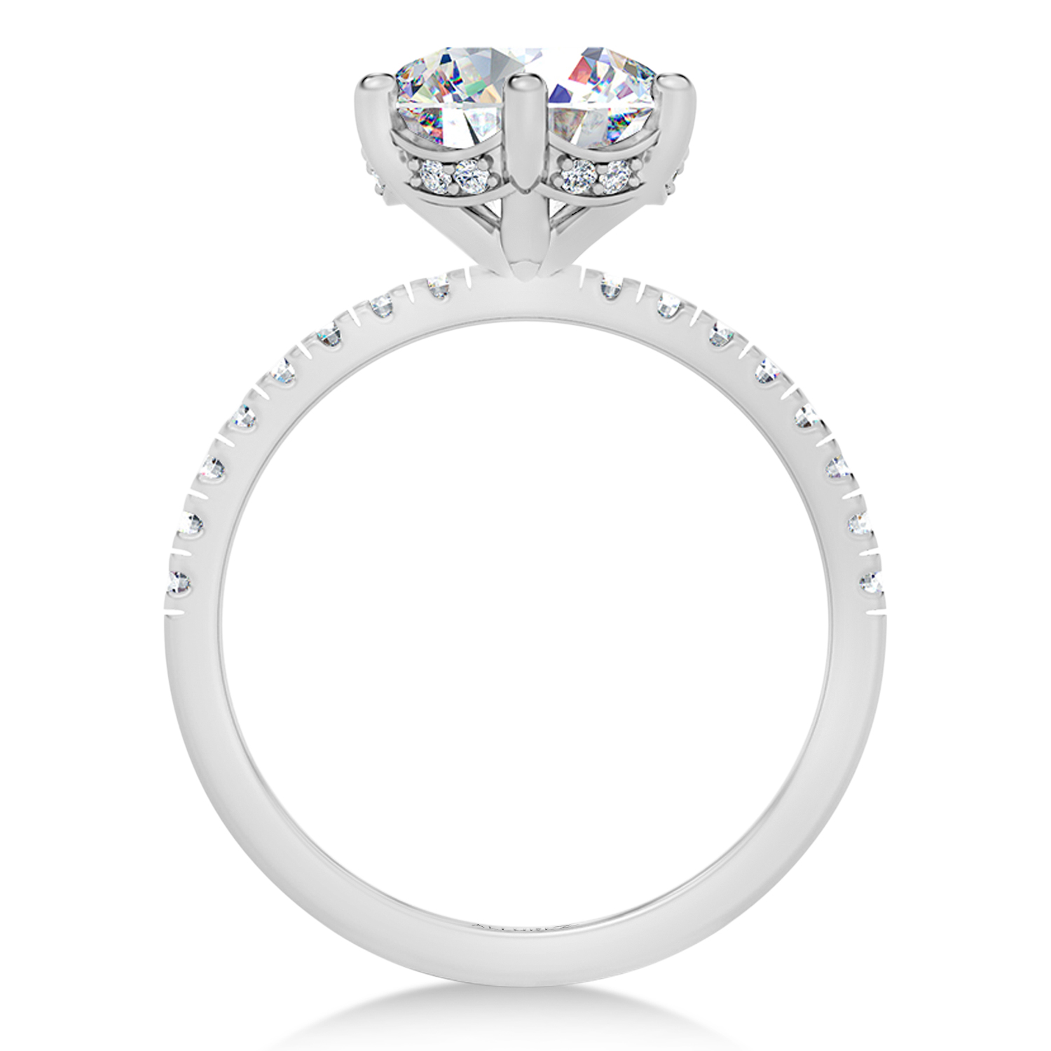 Round Moissanite & Lab Grown Diamond Engagement Ring 14K White Gold (3.30ct)