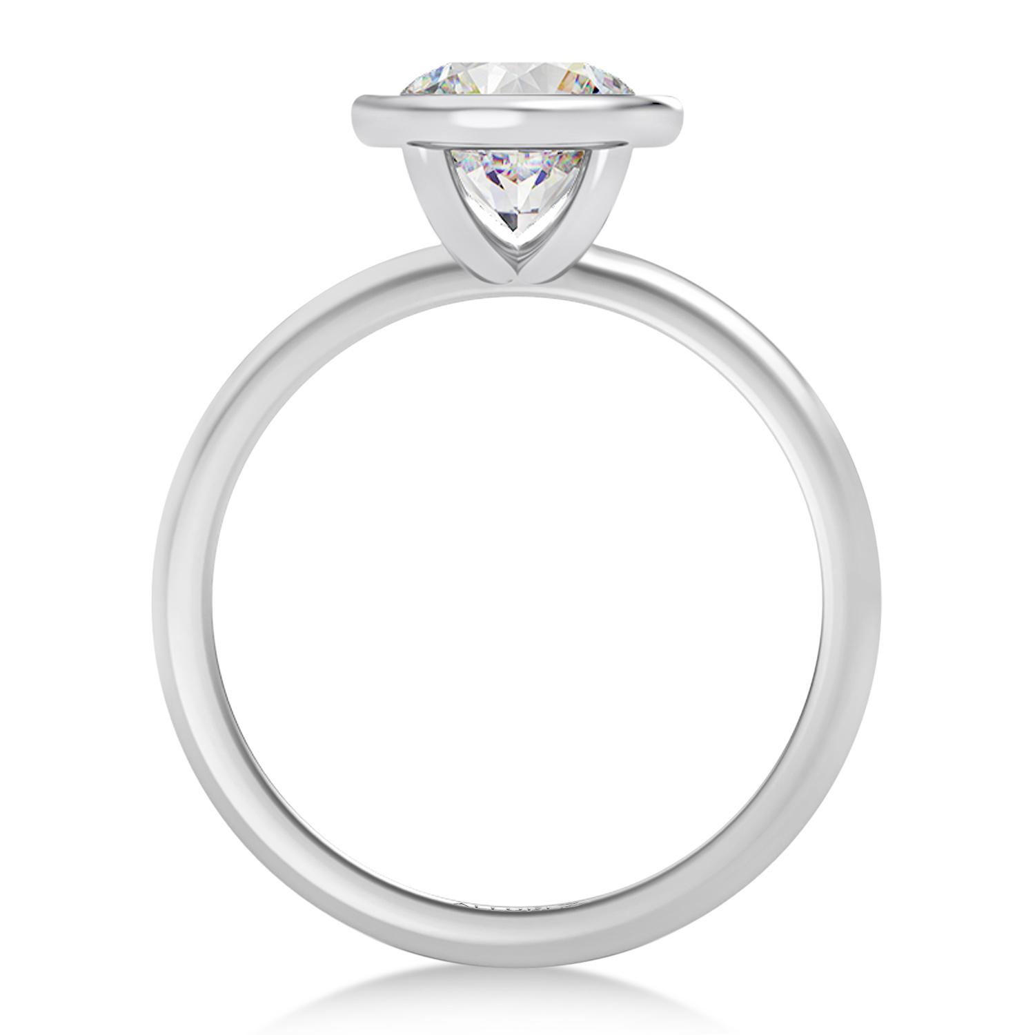 Round Lab Grown Diamond Bezel Engagement Ring 14K White Gold (1.50ct)