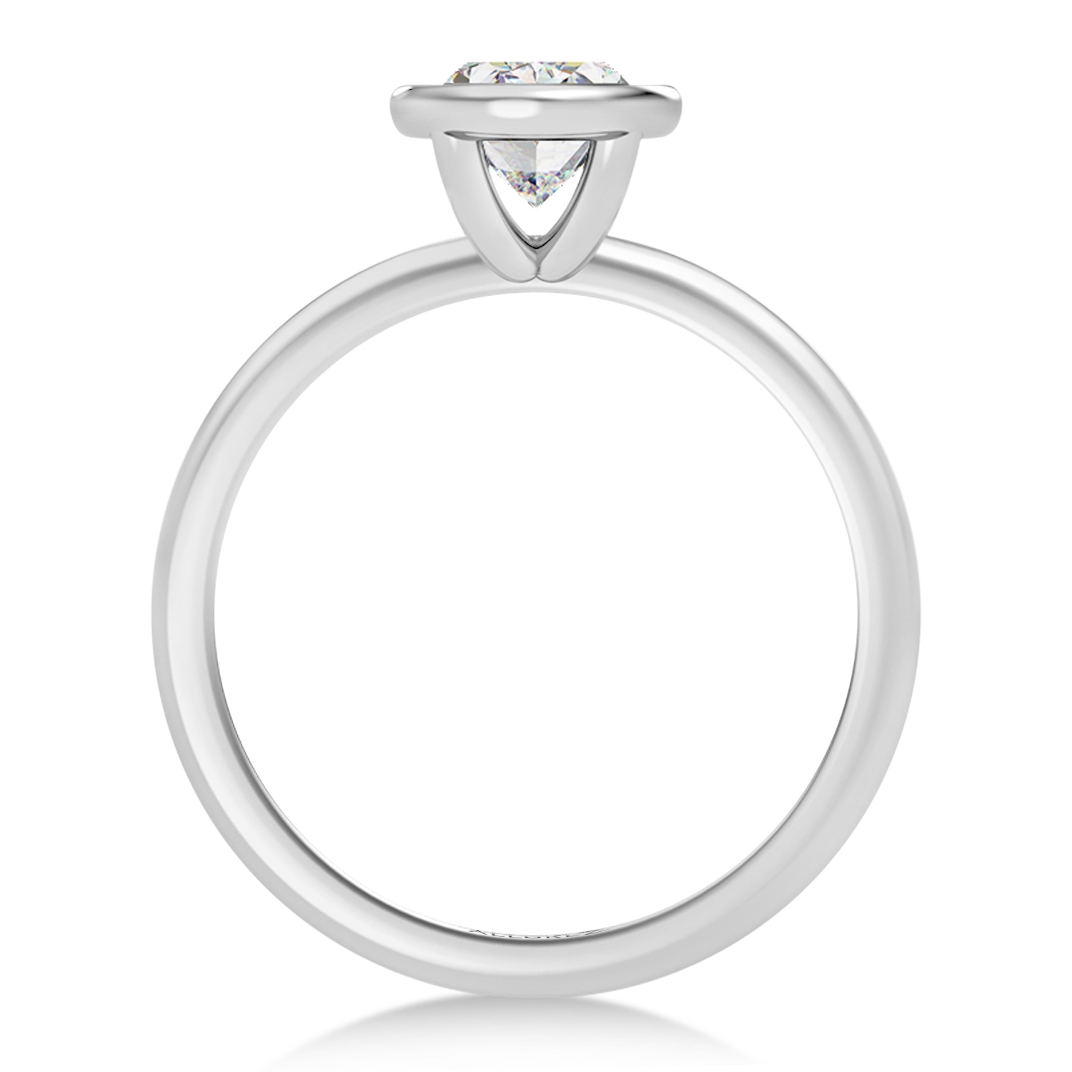 Oval Lab Grown Diamond Bezel Engagement Ring 14K White Gold (1.50ct)