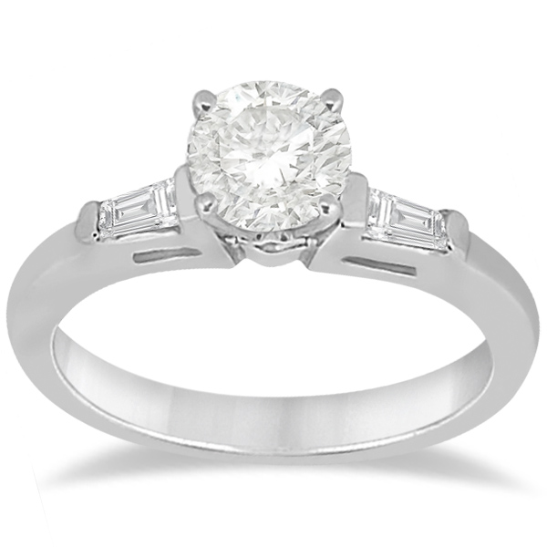 Diamond Baguette Engagement Ring & Wedding Band Set 14K White Gold (0.60ct)