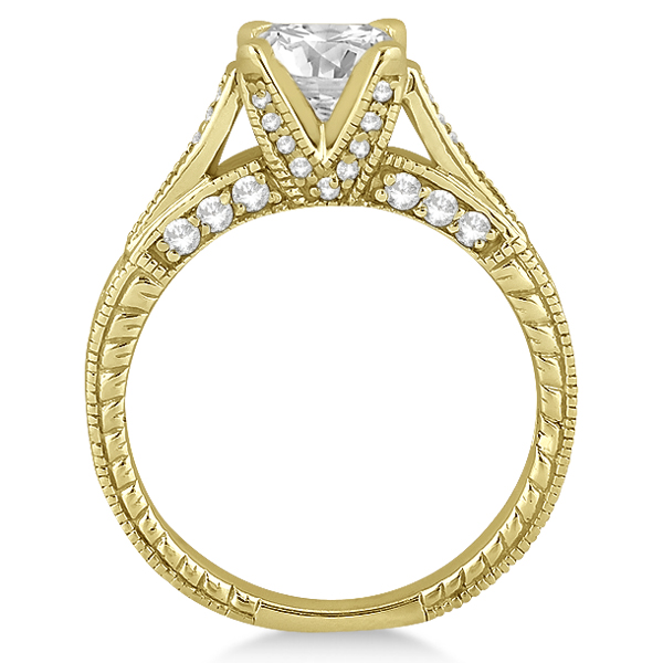 Antique Style Diamond Engagement Ring Setting 14k Yellow Gold (0.40ct)