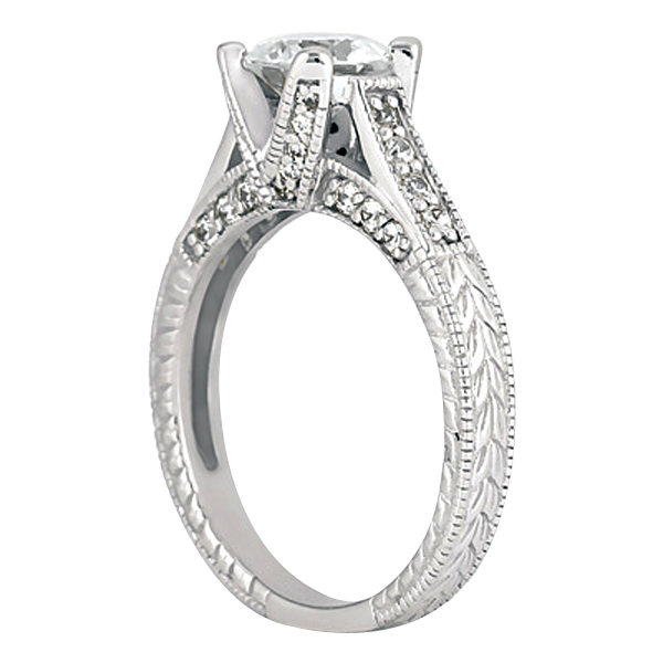 Antique Style Diamond Engagement Ring Setting Platinum (0.40ct)