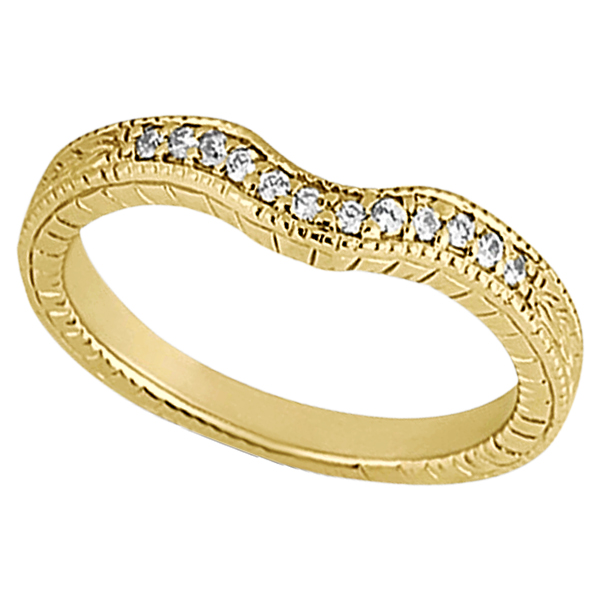 Antique Style Engagement Ring and Matching Wedding Band 18k Yellow Gold