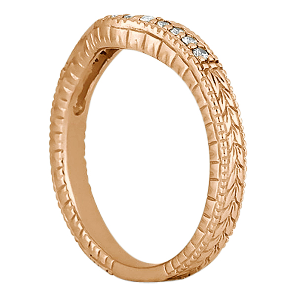 Antique Style Pave-Set Diamond Wedding Band 14k Rose Gold (0.12 ctw)