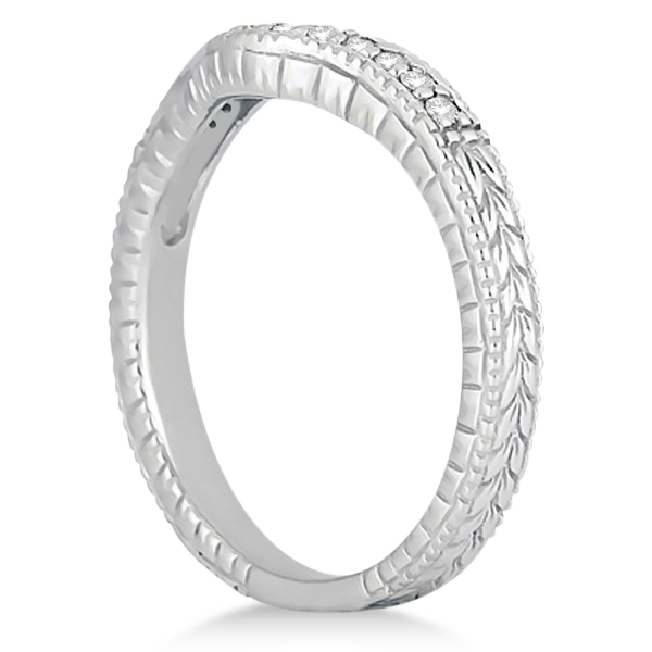 Antique Style Pave-Set Diamond Wedding Band in Palladium (0.12 ctw)