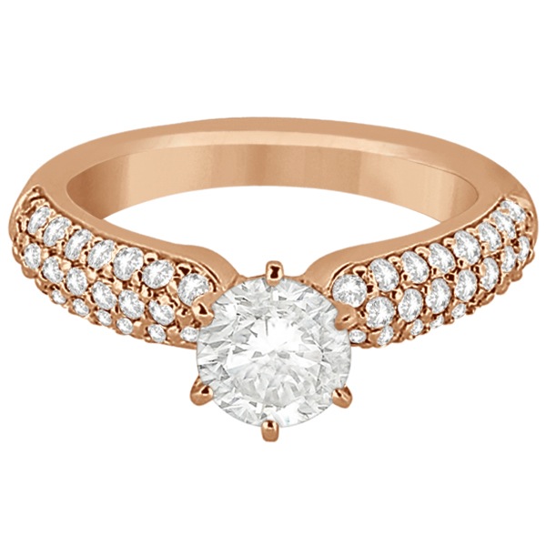 Half-Eternity 3 Row Diamond Engagement Ring 18k Rose Gold (0.72ct)