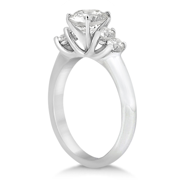 Five Stone Diamond Bridal Set Ring and Band in 14k White Gold (0.90ct)