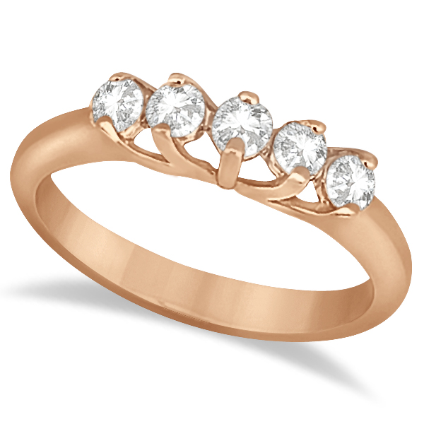 Five Stone Diamond Wedding Band For Women 14k Rose Gold (0.50ct)