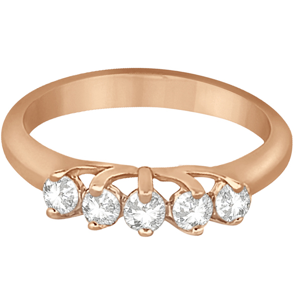 Five Stone Diamond Wedding Band For Women 14k Rose Gold (0.50ct)