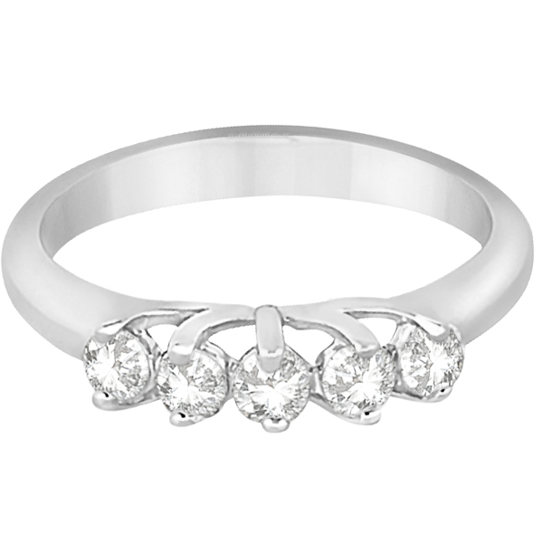 Five Stone Diamond Wedding Band For Women 14k White Gold (0.50ct)