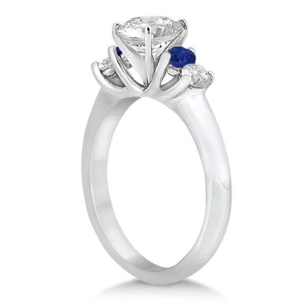 Five Stone Diamond and Sapphire Engagement Ring Palladium (0.50ct)